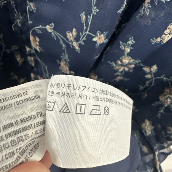 Abercrombie & Fitch Blue Floral Ruffle Hem Vneck Sleeveless Mini Dress Sz L Boho - Picture 8 of 8